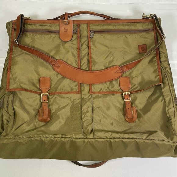 Vtg Hartmann Hanging Garment Bag Nylon w/ Belting Leather Trim Luggage Travel - Picture 2 of 16